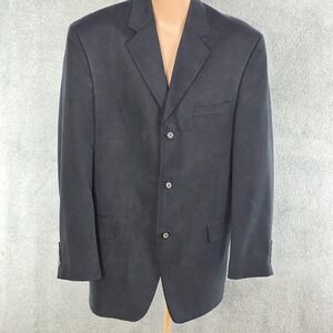 Gianfranco Ruffini‎ Blazer Mens 42R Black 3 Button Notch Lapel Suede Look Lined